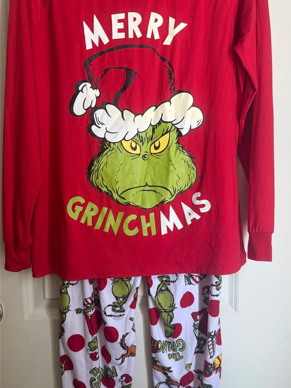 Men's/Women's Grinch 2 Piece Pajama Set S 4/6 Merry Grinchmas